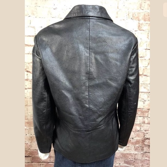 Gap Genuine Leather Jacket Medium Vintage Black - Picture 2 of 8